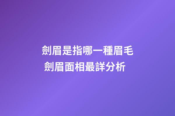 劍眉是指哪一種眉毛 劍眉面相最詳分析